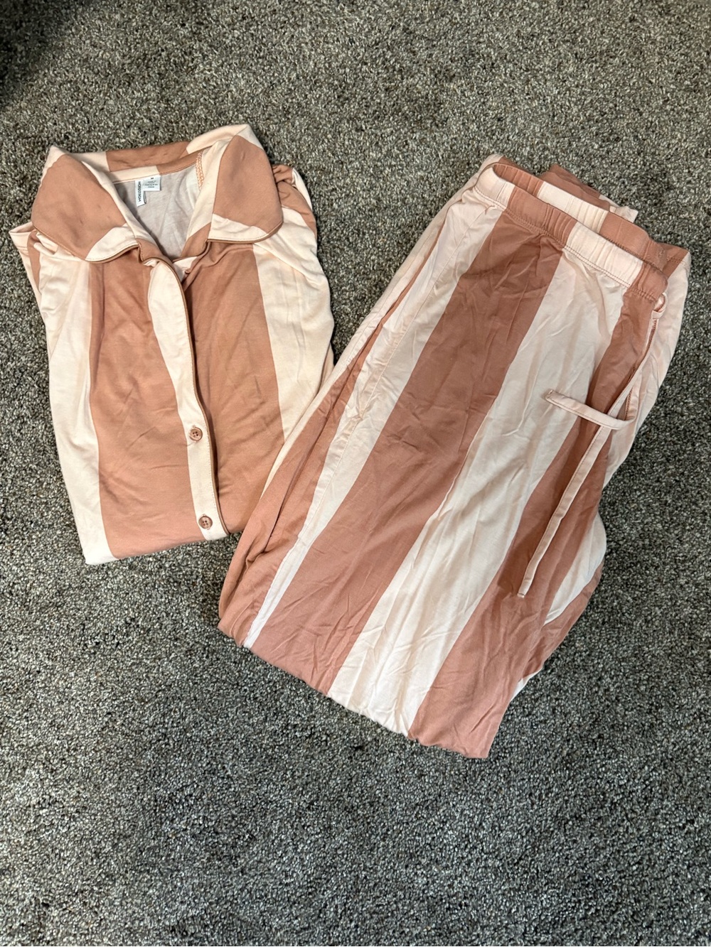 Nordstrom Blush Pink and Cream Striped Pajama Set